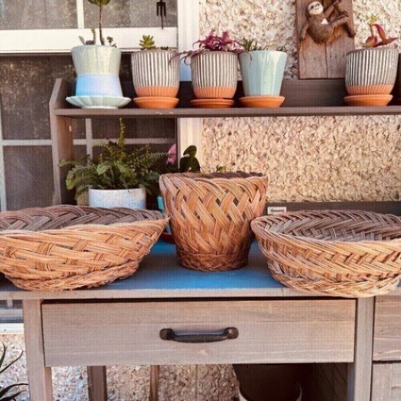 Woven Vintage Boho Baskets Plants - Picture 1 of 16